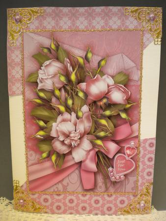 Pink Roses Bouquet Floral Kit, 6 Pages, Including Decoupage Step by Step by Kristina Norbat