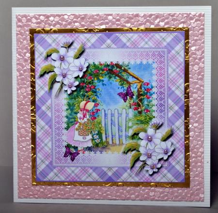 Girl by the Archway with Daisies and Butterflies Decoupage by Kristina Norbat