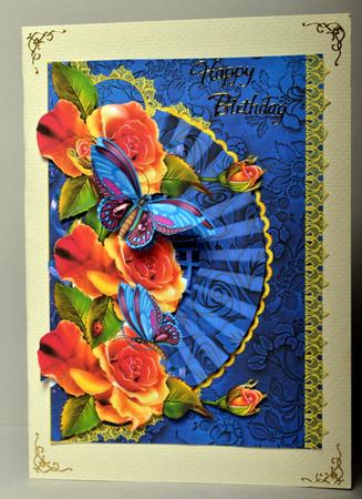 Floral Rose and Butterfly Birthday Card Front by Kristina Norbat