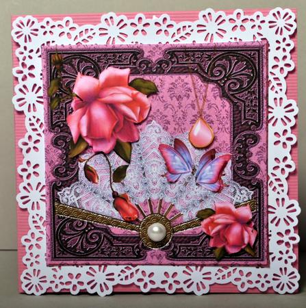 Lace Fan Roses Butterflies 2 by Kristina Norbat