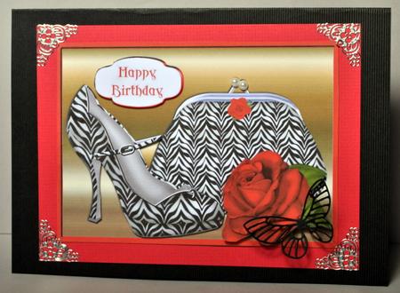 Zebra Print Shoe and Purse with Rose by Kristina Norbat