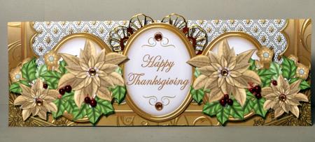 Gold Poinsettia Happy Thanksgiving Large Dl Card Kit by Kristina Norbat