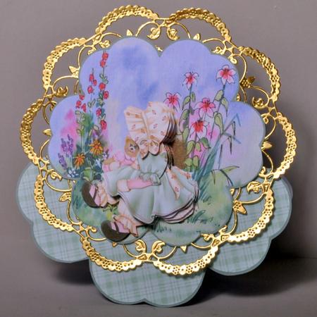 Sally Sitting in the Flowers Petal Stand Card by Kristina Norbat