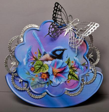 Morning Glory and Bird Scalloped Rocker Card Kit by Kristina Norbat