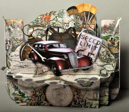 Vintage Transport 3D Shelf Card Kit with Card Box by Kristina Norbat