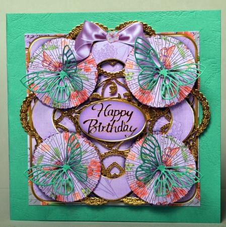Lilac Sweetpea Happy Birthday 3D Rosette 8in Card Front Kit by Kristina Norbat