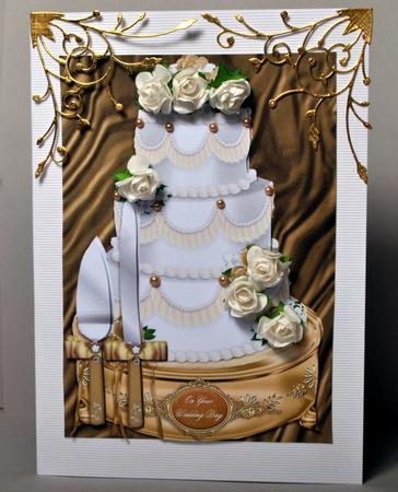 Wedding Cake and Serving Knives Card Front with Decoupage by Kristina Norbat