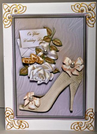 Shoe, Rose and Card Wedding Day Card Front by Kristina Norbat