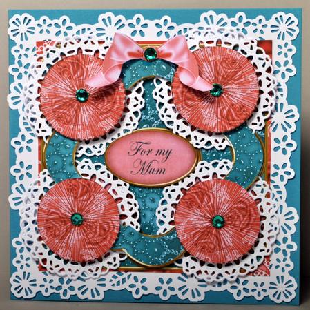 Teal Pink Bead for My Mum 3D Rosette 8in Card Kit by Kristina Norbat