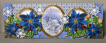 Dblue Poinsettia Village Large Dl Decoupage Card Kit by Kristina Norbat