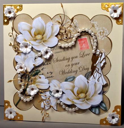 Cream Magnolia Love on Wedding Day 8in Xtreme Decoupage Kit by Kristina Norbat