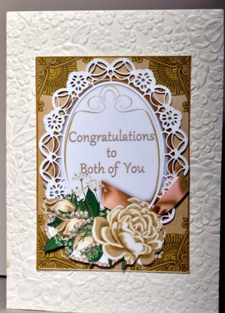 Cream Rose Congratulations Both 7x5in Oval Decoupage by Kristina Norbat