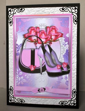 Pink Shoes and Handbag Card Front by Kristina Norbat