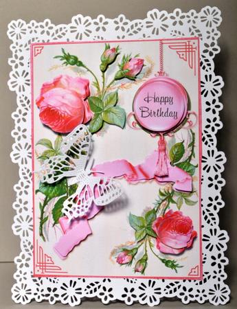 Pink Roses and Cream - Decoupage Card by Kristina Norbat