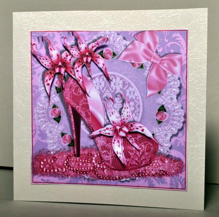 Pink Orchid Shoes Card Topper by Kristina Norbat