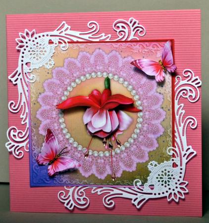Fabulous Fuschia Square Card Front with Step by Step by Kristina Norbat
