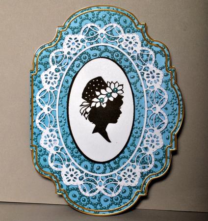 Du Teal Metallic Floral Bead 7x5in Fancy Bracket Folded Card by Kristina Norbat
