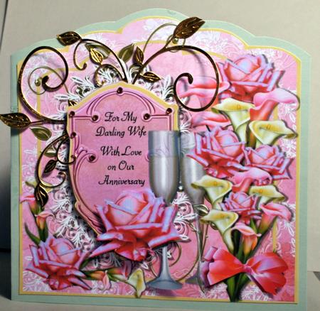 Roses & Romance Pink Scallop Top Card Front by Kristina Norbat