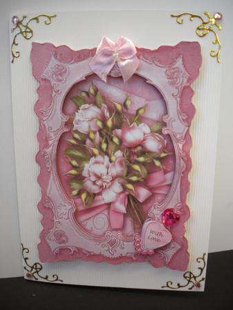 Pink Roses Bouquet in a Frame, Birthday, Decoupage Step by Step by Kristina Norbat