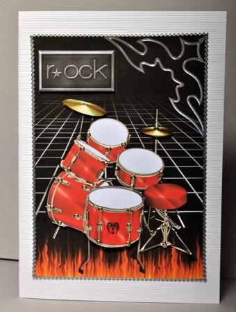 Rock Red Drums Card Front by Kristina Norbat