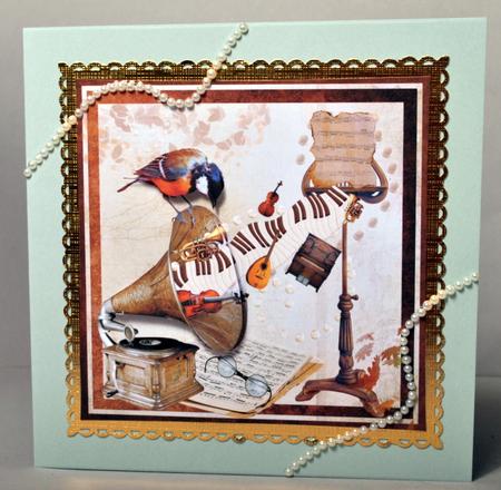 Vintage Gramophone & Musical Instruments 8x8inch Topper by Kristina Norbat