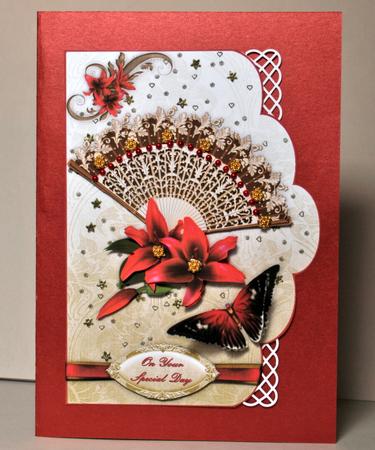 Red Lily Fanfare Scallop Card & Step by Step by Kristina Norbat