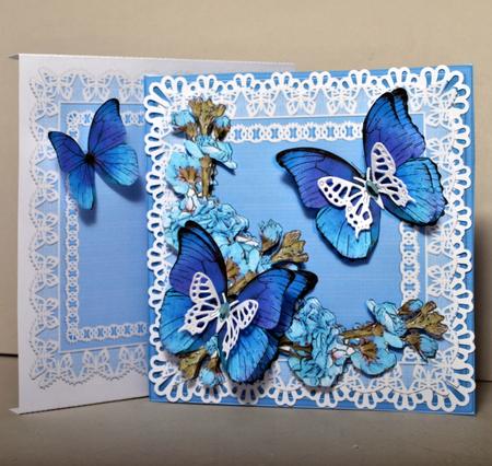 8 x 8 Butterflies Flowers N Lace Kit with 3D Decoupage by Kristina Norbat