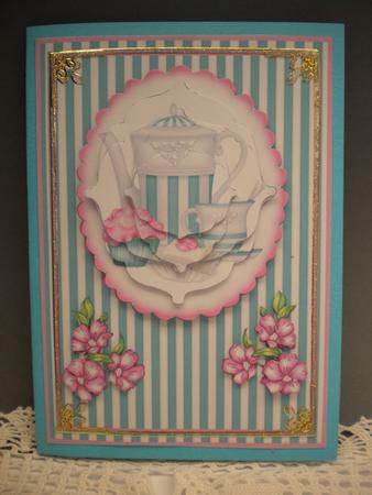 Peppermint Tea - Card Front with Oriental Stacker and Decoupage by Kristina Norbat