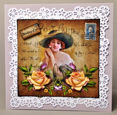 Postcard Vintage Lady Roses by Kristina Norbat