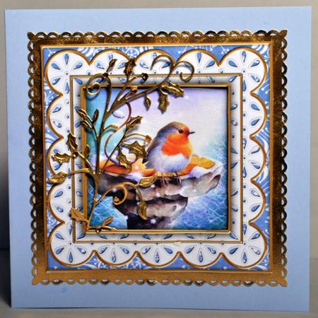 Blue Robin Flake Anglaise 5in Card Front and Shaker Frame by Kristina Norbat