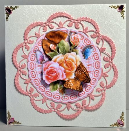 Peach and Pink Roses Plate Card by Kristina Norbat