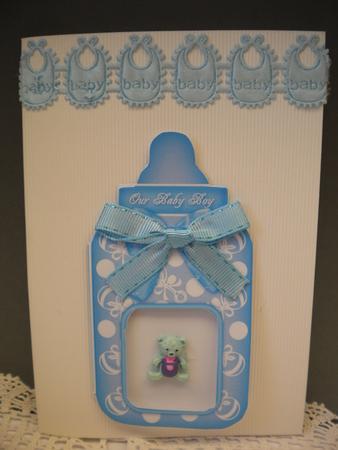 Photo Baby Boy Bottle Shaped Card by Kristina Norbat