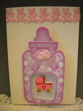 Photo Baby Girl Bottle Shaped Card by Kristina Norbat