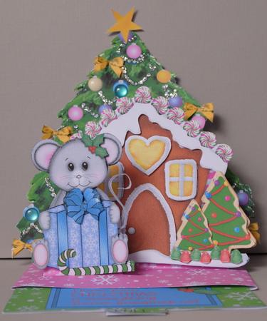 Pop Up Slider Card Kit - Christmas Mouse House by Kristina Norbat