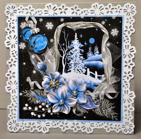 Winter Flowers & Snow Scene at Night 8x8inch Step by Step by Kristina Norbat