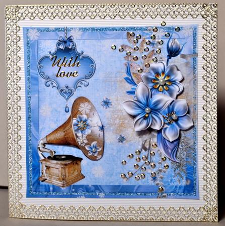 Vintage Gramophone & Winter Flowers 8x8inch Step by Step by Kristina Norbat