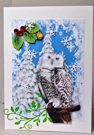 Snow Owl with Holly and Bow by Kristina Norbat