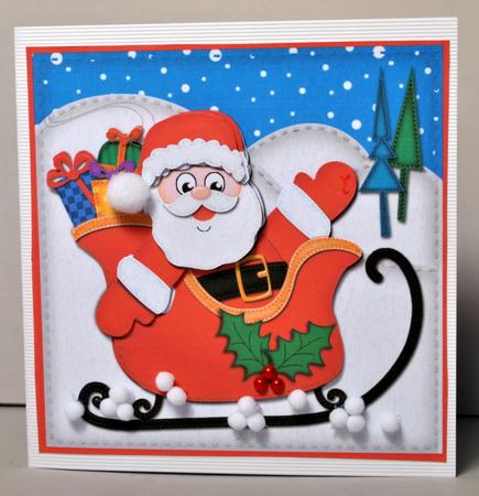 Xmas Santa and Sleigh Quick Card N 3D Decoupage by Kristina Norbat