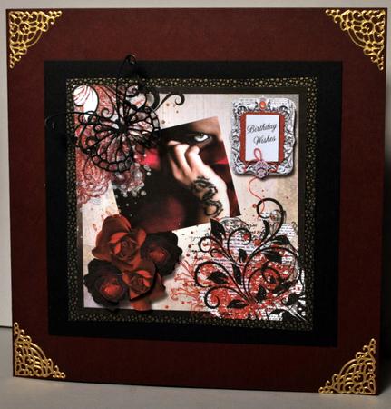 Dragon Tattoo & Red Rose Swirl 8x8inch Card Front by Kristina Norbat