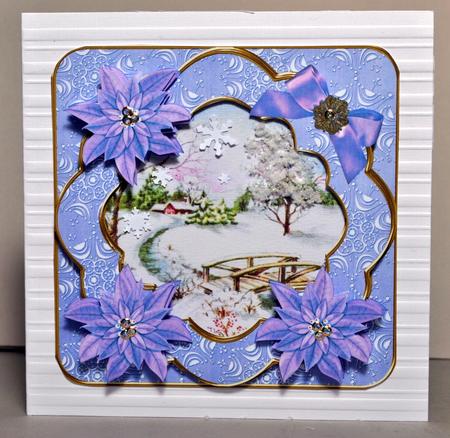 Blue Poinsettia Pretty Snowscene Christmas Fancy 8in Cf Kit by Kristina Norbat