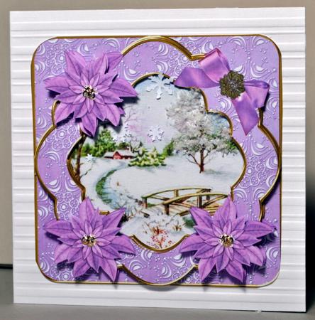 Lilac Poinsettia Pretty Snowscene Christmas Fancy 8in Cf Kit by Kristina Norbat