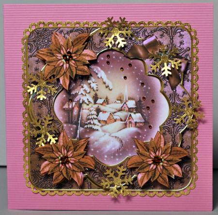 Bronze Poinsettia Snowy Village Christmas Fancy 8in Cf Kit by Kristina Norbat
