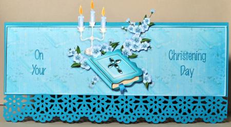 Bible and Candles Boys Christening Over the Top Large Card by Kristina Norbat