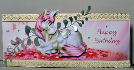 Pink Haired Unicorn Over the Top Large Card by Kristina Norbat