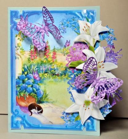 Over the Edge Country Garden with Lilies, Lilac & Butterflys by Kristina Norbat