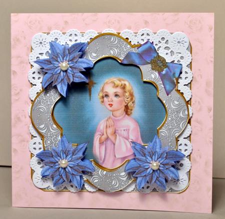 Preying Angel Blue Christmas Fancy 8in Decoupage Cf Kit by Kristina Norbat