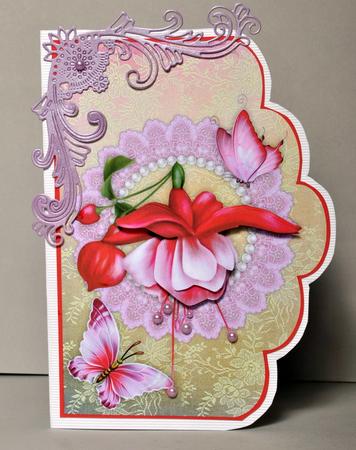 Fabulous Fuschia Scallop Card Front by Kristina Norbat