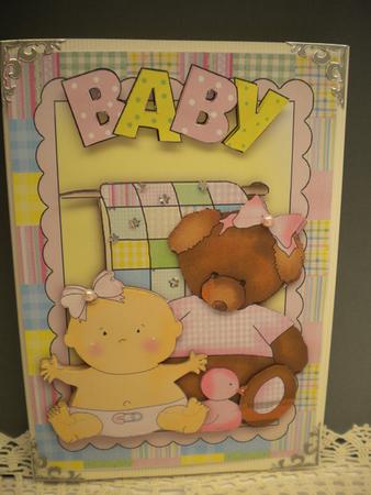 New Baby Girl & Tattered Teddy Topper & Decoupage by Kristina Norbat
