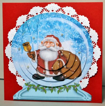 Santa in Snow Globe Pyramid Decoupage by Kristina Norbat