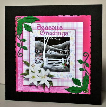 Black and White Christmas with White Lilies Decoupage by Kristina Norbat